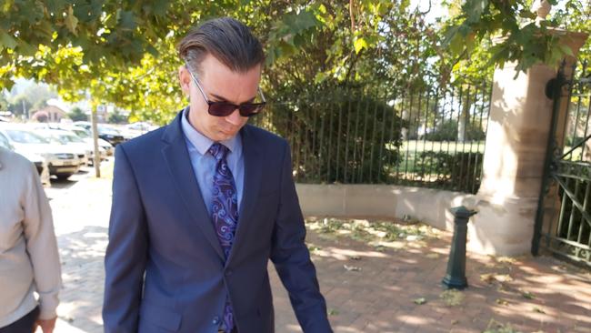 Alexander Manojlovic, 40, of Berrima, NSW, arrives at the Goulburn District Court for the first day of his trial. Manojlovic, a former English, drama and music teacher at Bowral High School, is accused of raping a former student. Picture: Craig Dunlop