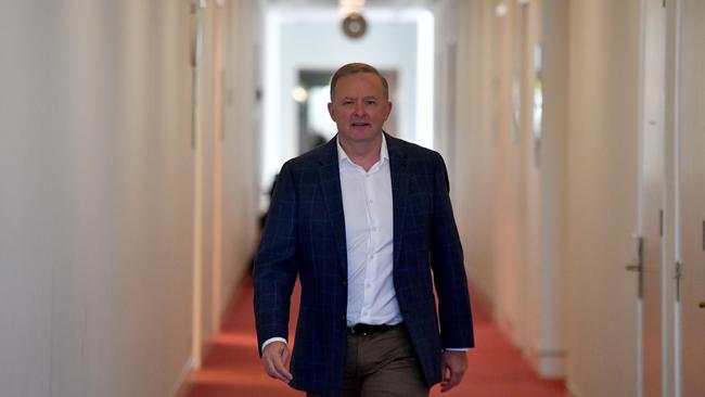 Opposition Leader Anthony Albanese at Parliament House in Canberra on Sunday. Picture: AAP