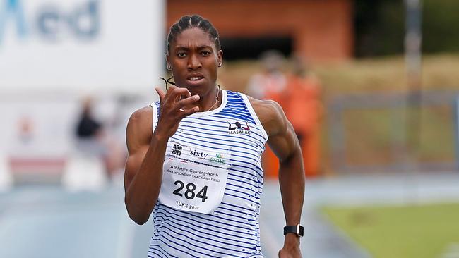 South African Olympic champion Caster Semenya on the track.