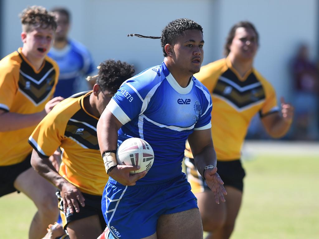 Boys Rugby League State Championship held at Northern Division, Brothers Leagues ground, Townsville. Northern v Capricornia 16-18 years game. Northern Kanye Pau'avase of Kirwan SHS.