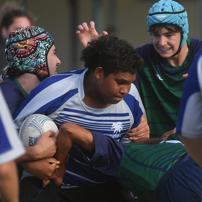 Cowboys Cup Schoolboys Football at Kern Brothers Drive. Townsville High against Pimlico High. Picture: Evan Morgan