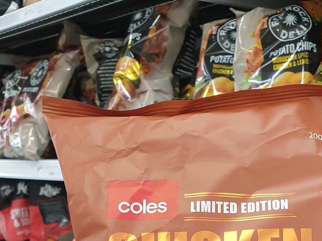 Coles releases limited edition ‘Chicken Nuggets Chips’. Picture: Facebook / Addicted to Bargains