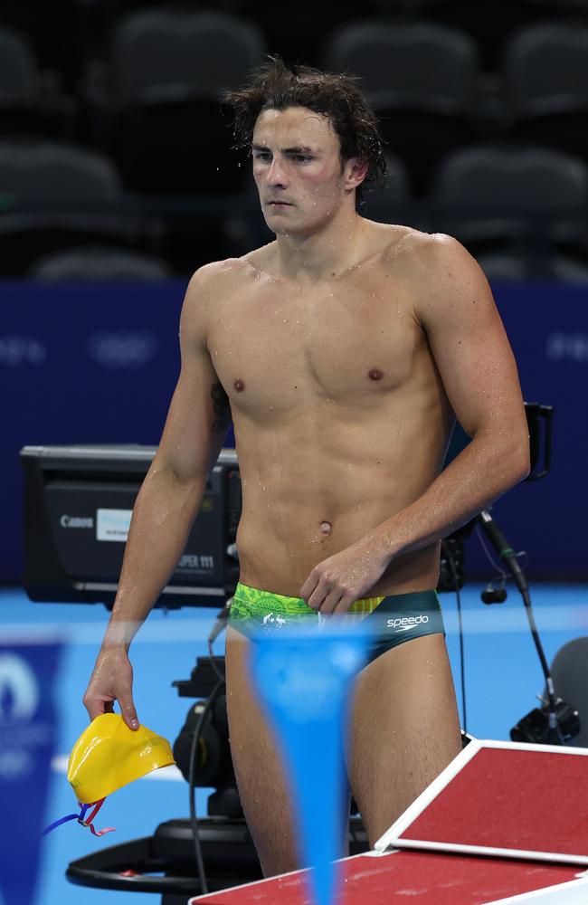 Australian swimmer Ben Armbruster gets a look at the pool for the Paris 2024 Olympics. Pics Adam Head