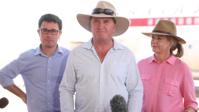 David Littleproud MP, Deputy PM Barnaby Joyce and Deputy Nationals Leader Senator Bridget McKenzie. Picture Kym Smith