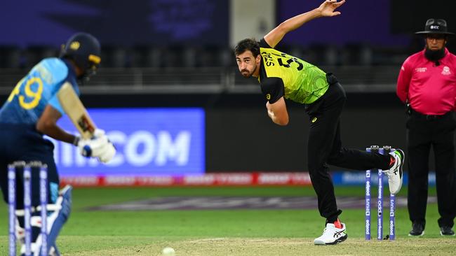 Mitchell Starc claimed two wickets against Sri Lanka. Photo by Alex Davidson/Getty Images