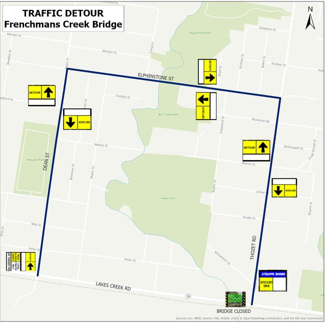 Detour map for general traffic. Picture: Contributed