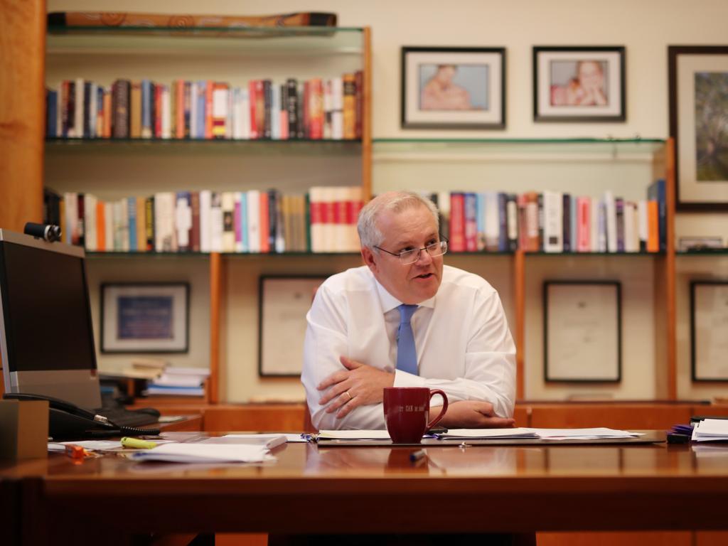 Prime Minister Scott Morrison speaking to US president-elect Joe Biden. Picture: PMO via NCA NewsWire