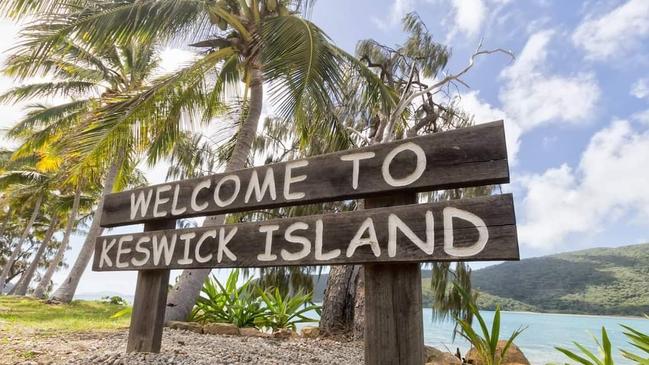 A welcome sign on Keswick Island. Picture: Belinda McMahon/Stormybeachbelle