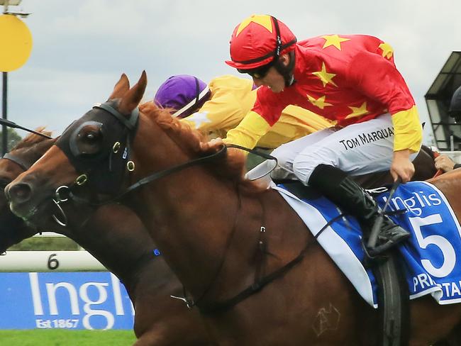 SYDNEY, AUSTRALIA - FEBRUARY 12: Tom Marquand on Prime Star wins race 2 the Inglis Millennium - 2yos during Sydney Racing at Warwick Farm on February 12, 2020 in Sydney, Australia. (Photo by Jenny Evans/Getty Images)