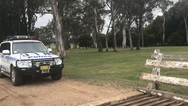 Natasha Darcy-Crossman is taken from the Walcha sheep farm “Pandora” by police after being charged. Picture: Emma Partridge