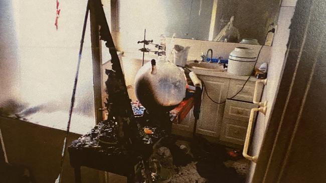 Court-released image of the Henley Beach Airbnb clandestine meth lab which caught fire in May 2019. Andreas Panas has been sentenced for drug offences for his involvement. Supplied,