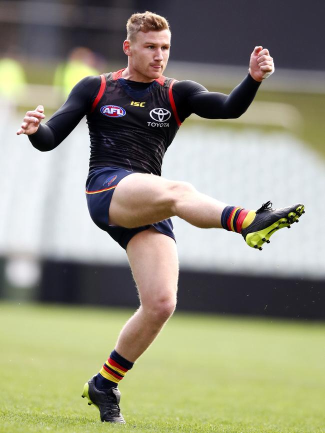 Adelaide’s All-Australian defender Rory Laird at training. Picture: Sarah Reed