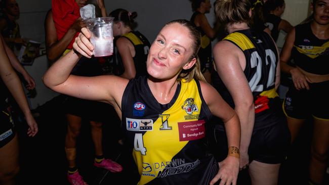 Sally Evans as the Nightcliff Tigers took on the Palmerston Magpies in the 2024-25 NTFL women's semi-final. Picture: Pema Tamang Pakhrin