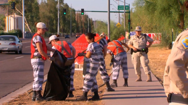 One of Sheriff Joe’s chain gangs. Supplied by Channel 9