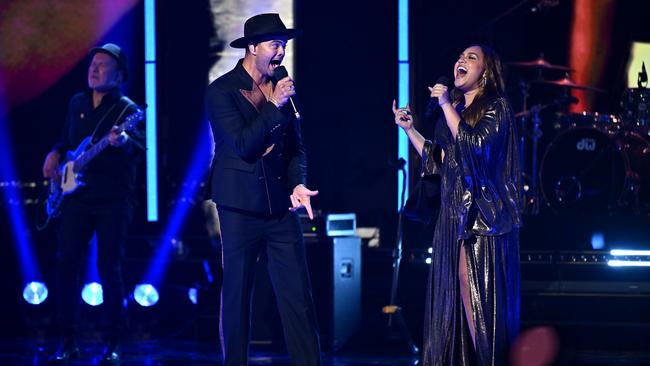 S Guy Sebastian and Jessica Mauboy perform at the 64th TV WEEK Logie Awards. Picture: Getty