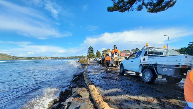 Photographs of a minor storm event at Flinders Parade, Victor Harbor, June 25, 2021. Picture: Integrated Coasts