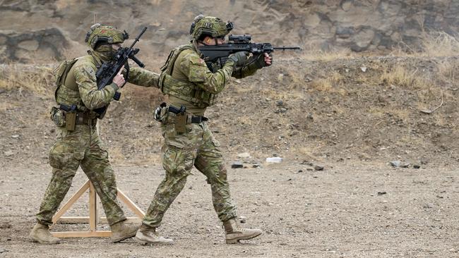 Australian soldiers from the 5th Battalion Royal Australian Regiment at the range in Camp Qargha, Afghanistan.