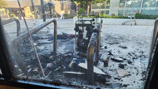 Stevie’s burnt-out trolley. Picture: Darcy Fitzgerald