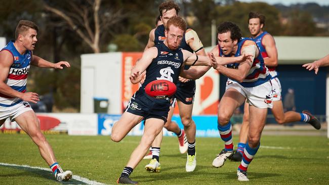 Nick Liddle gets a kick off for the Panthers. Picture: AAP/Matt Loxton