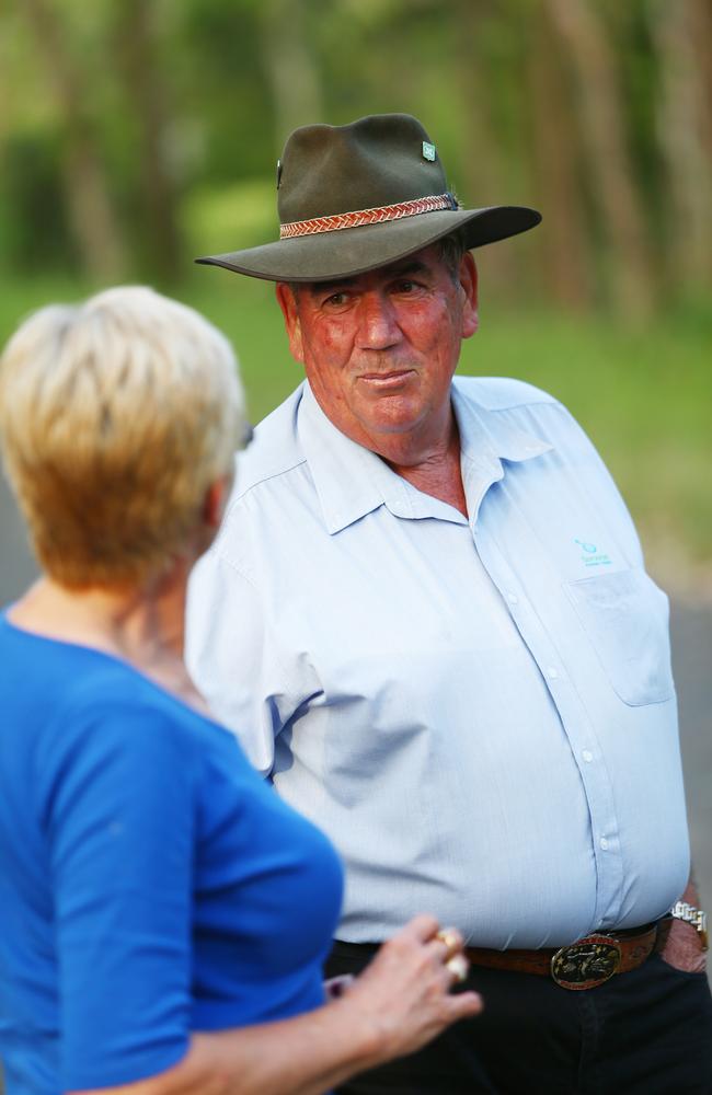 Somerset Mayor Graeme Lehmann talks with a constituent. Picture: Lachie Millard