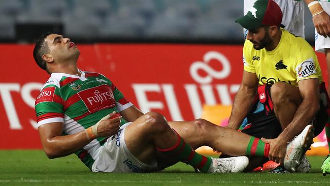 Greg Inglis was hampered by a knee injury. Picture: Brett Costello