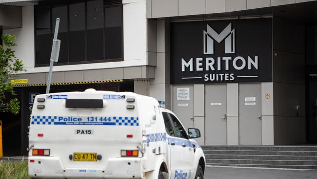 The Meriton Suites in Parramatta, the location of a fatal stabbing on Friday. Picture: Julian Andrews