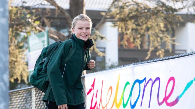 Gippsland Grammar Year 5 student Obi Vardy was happy to return to campus today.