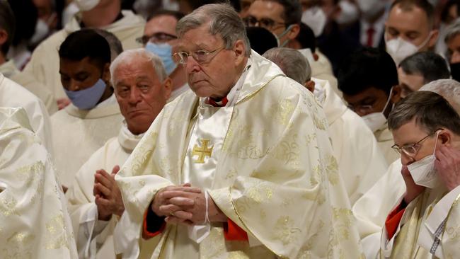 Cardinal George Pell attends the Easter Vigil Mass in St. Peter's Basilica. Picture: etty Images.