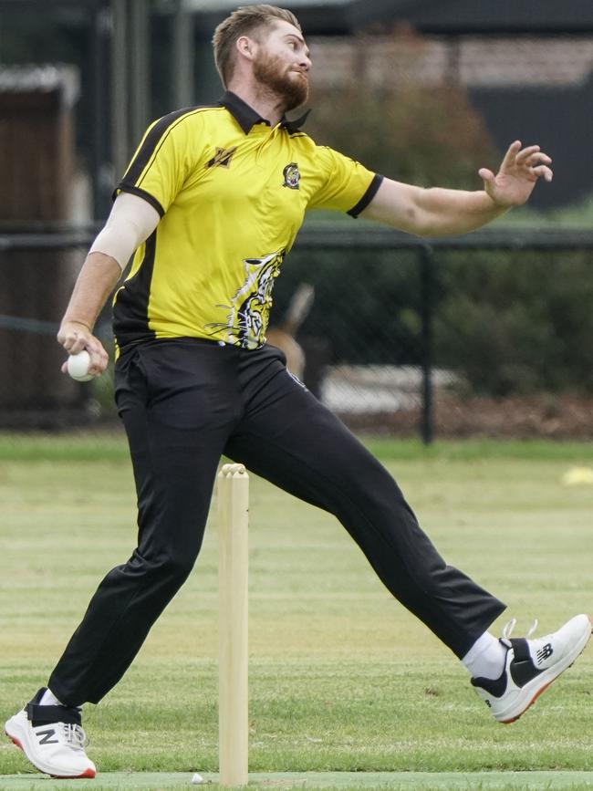 MPCA: Jake Harrington bowling for Seaford. Picture: Valeriu Campan