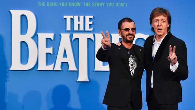 Paul McCartney and Ringo Starr at special screening of The Beatles Eight Days A Week: The Touring Years. Picture: AFP