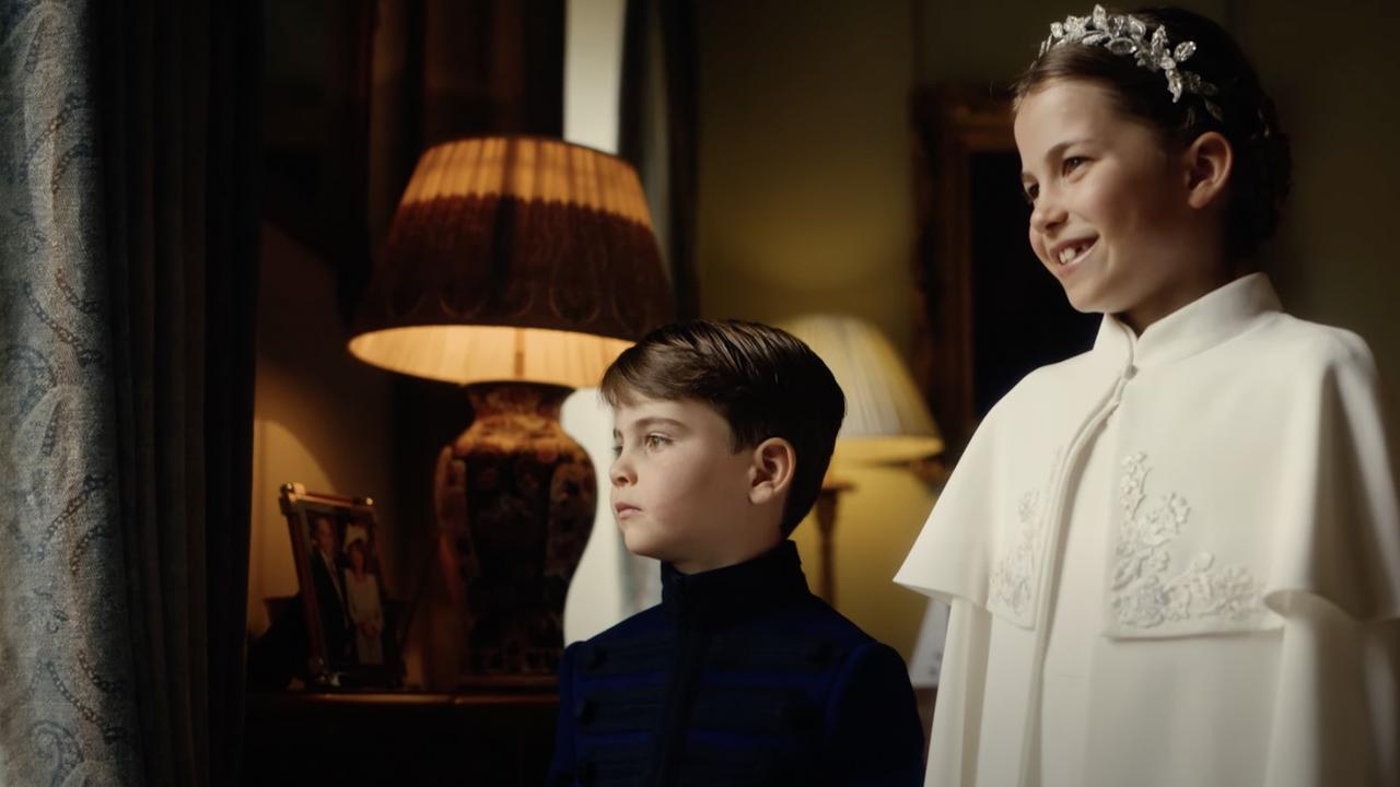 Princess Charlotte and Prince Louis in a behind-the-scenes video of the Coronation. Picture: YouTube