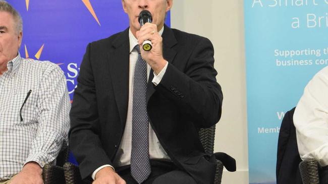 Mayoral candidate Chris Thompson speaks at a Sunshine Coast Daily election forum in Maroochydore. Picture: Stuart Cumming