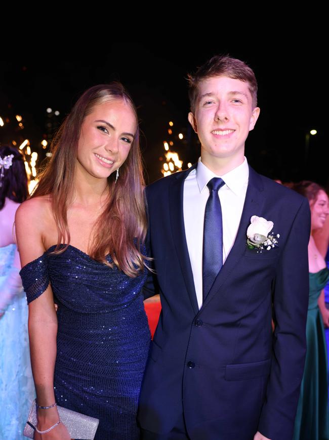Jasmine Cocks and Lewis Wright at the Emmanuel College class of 2025 formal at HOTA for Gold Coast at Large. Picture, Portia Large.