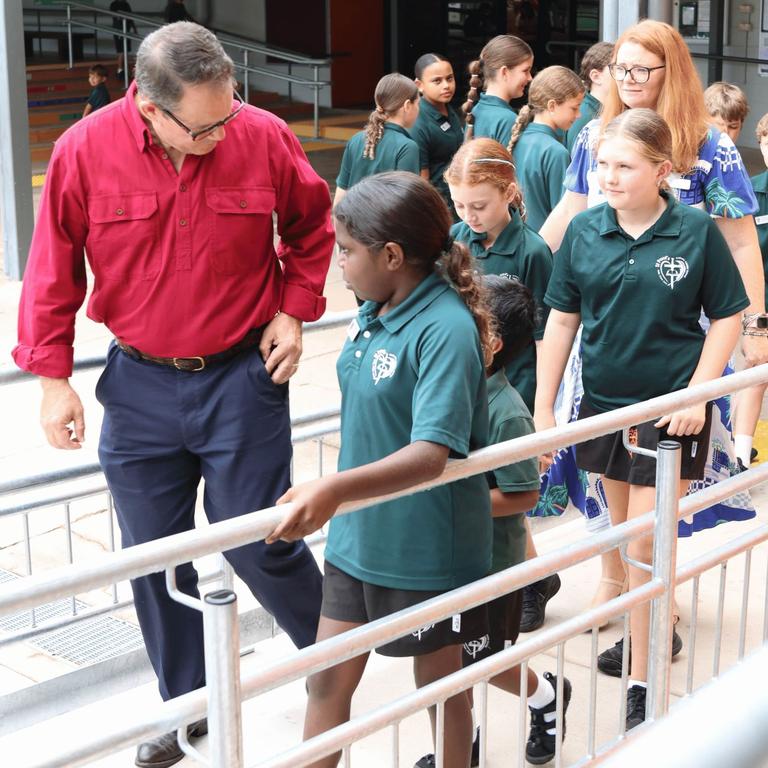 Students and Mr Gosling tested out the new ramp. Picture: supplied