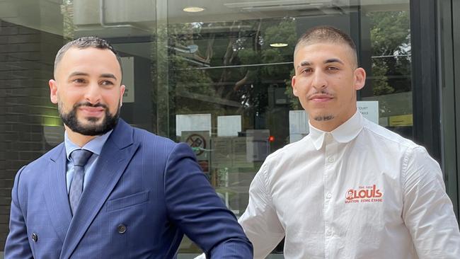 Australian rapper ChillinIT, aka Blake Turnell was sentenced for driving while disqualified when he appeared with his lawyer Ahmed Dib (left) in Sutherland Local Court on Tuesday. Picture: Ashleigh Tullis