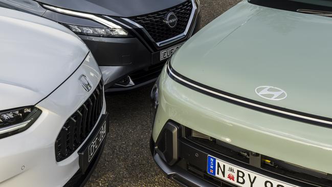 Hyundai Kona, Nissan Qashqai and Honda ZR-V comparison test. Photo: Mark Bean