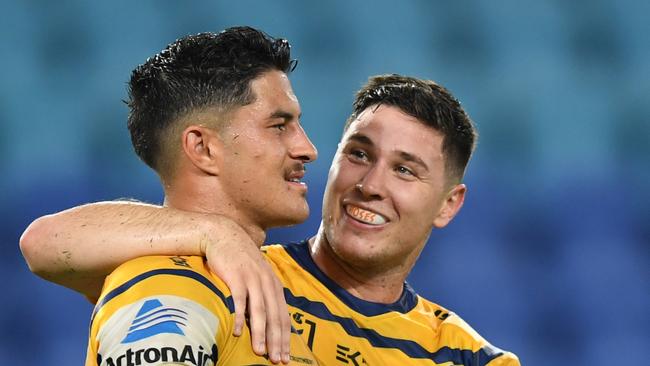 Dyaln Brown and Mitchell Moses could be split up. Photo: Scott Davis, NRL Photos