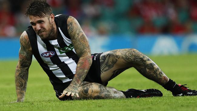 Dane Swan suffered a career-ending foot injury in Round 1 2016. Picture: Phil Hillyard