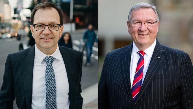 Australian Catholic University vice-chancellor Zlatko Skrbis, left, and chancellor Martin Daubney.