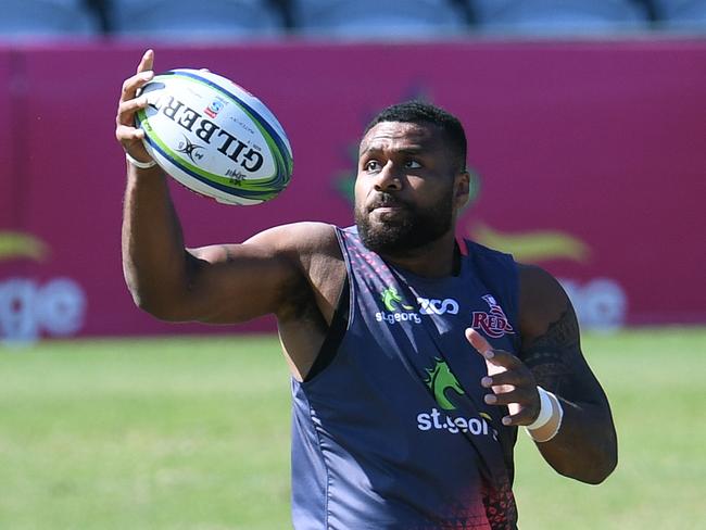 Queensland Reds captain Samu Kerevi is seen during training in Brisbane, Friday, April 27, 2018. The Reds will clash with top-of-the table Lions tomorrow at Suncorp Stadium. (AAP Image/Dan Peled) NO ARCHIVING