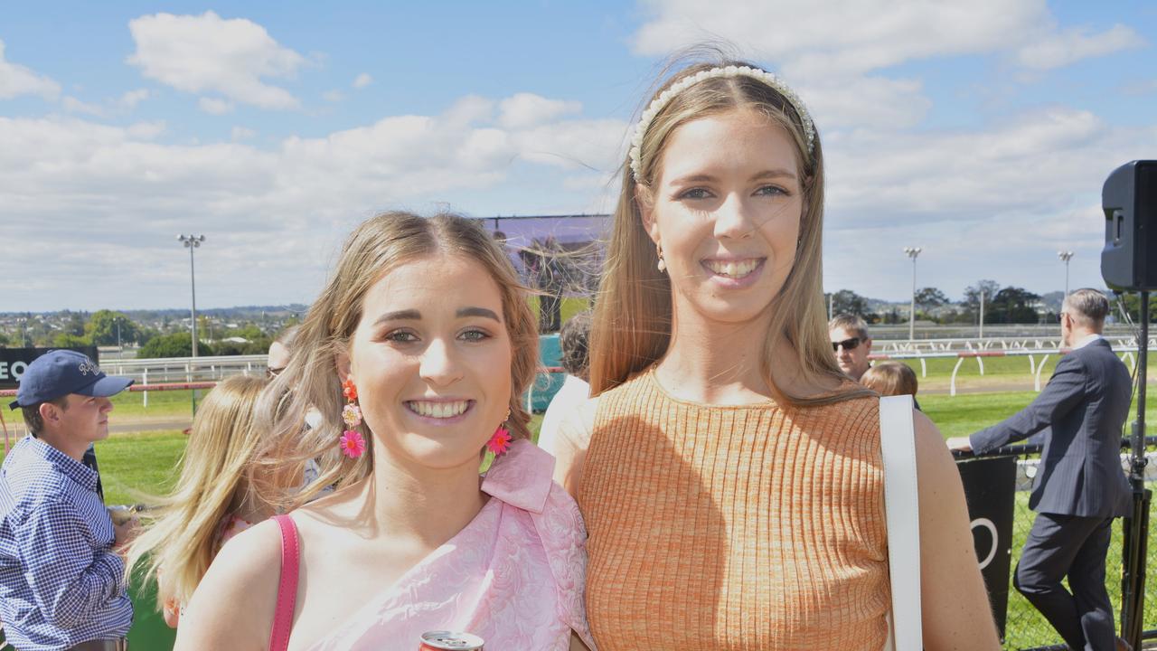 Molly Paech and Gabby Wooler at the 2023 Audi Centre Toowoomba Weetwood race day at Clifford Park Racecourse.