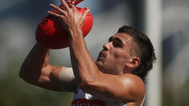 Reef McInnes marks against North Melbourne on Wednesday. Picture: Daniel Pockett/Getty Images