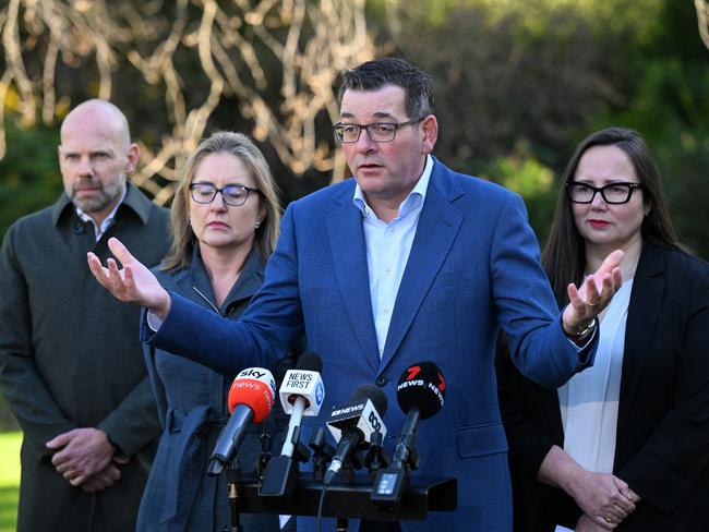 Former Victorian Premier Daniel Andrews pictured in July 2023 announcing his Government had cancelled the 2026 Commonwealth Games. Picture: AAP Image/James Ross