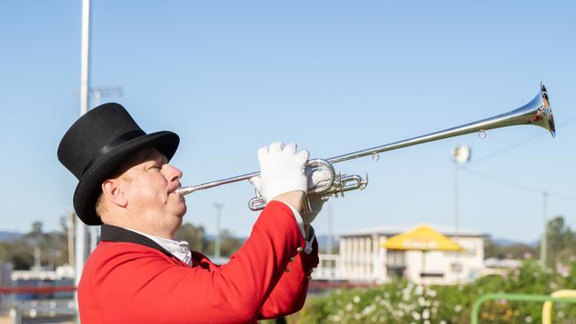 Ross Stevenson, the Brisbane Bugler at the Gympie Muster Races. Saturday, August 19,. 2023. Picture: Christine Schindler