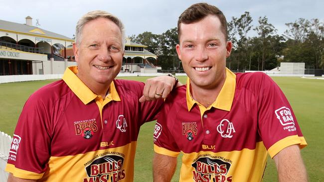 Ian Healy with Queensland cricket Jimmy Peirson, who would not be eligible for the Brisbane Premier League due to his Big Bash contract with Brisbane Heat. Picture: Steve Pohlner