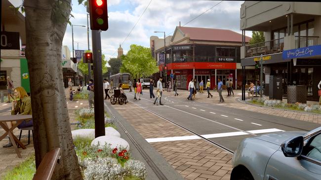 An artist's impression of the proposed Jetty Road intersection looking east from Jetty Road. Picture: Supplied