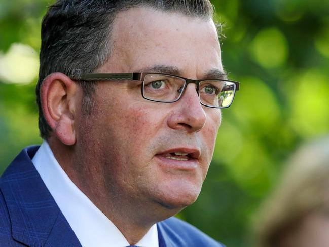 The Premier, Daniel Andrews, the Minister for Health, Martin Foley, and the Minister for Hotel Quarantine, Lisa Neville, to hold a press conference regarding the latest Covid community case announced last night. Picture: Tim Carrafa