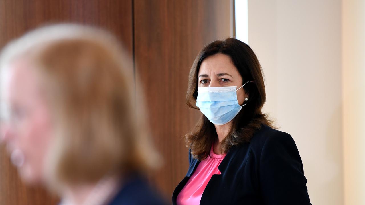 Queensland Premier Annastacia Palaszczuk faces mounting questions over the state’s hotel quarantine system, as the state records one new local COVID-19 case. Picture: NCA NewsWire / Dan Peled