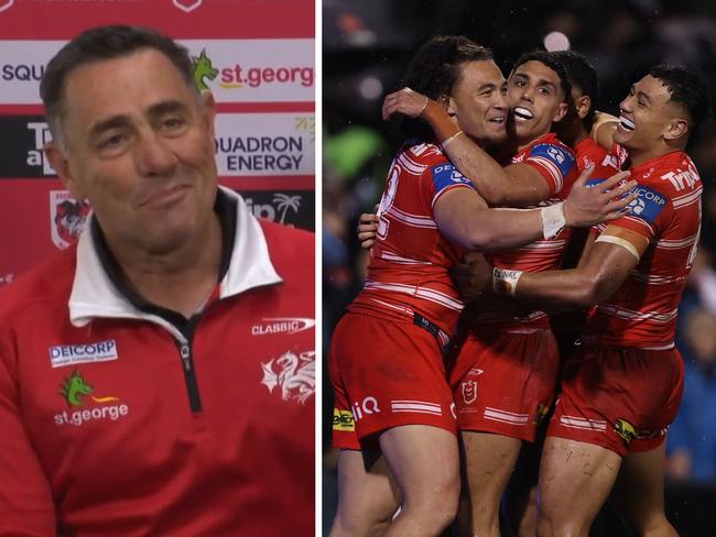 Shane Flanagan inspired his team with an all-time bake. Photo: Fox Sports and Getty Images