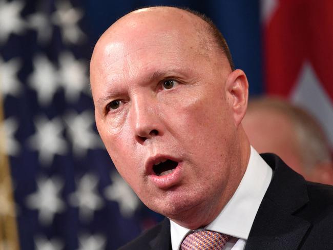 Peter Dutton said security pacts like Five Eyes and the Quad were essential in maintaining a balance for what he said were “widely understood” challenges and threats in the region. Picture: AFP